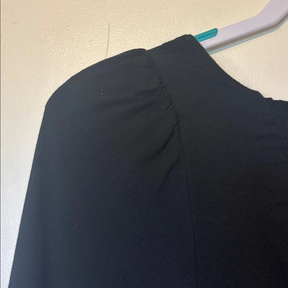 Reformation Ana Black Square Neck top with Puff Sleeves